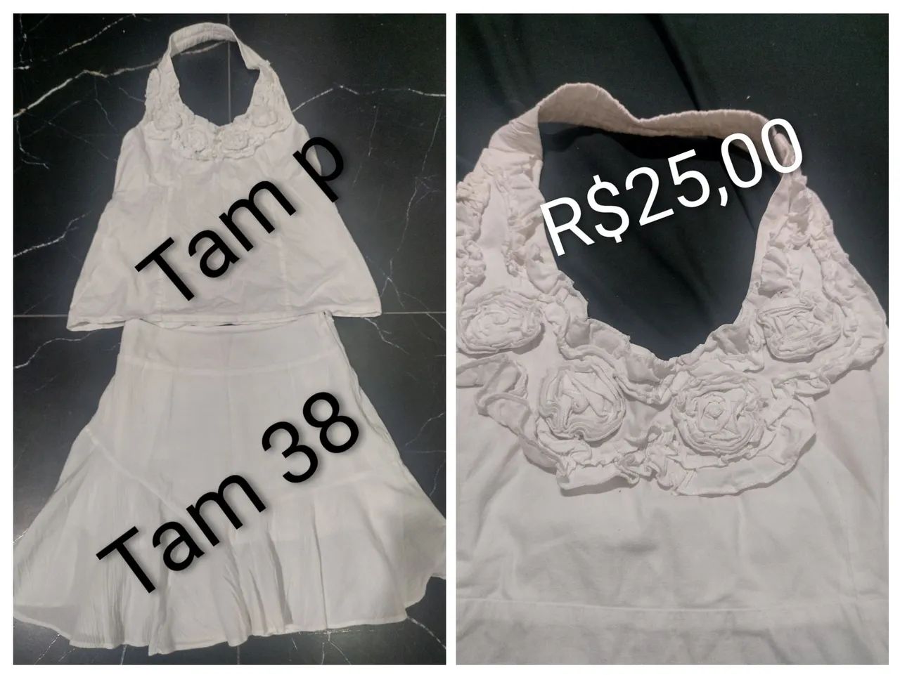 Conjunto saia e blusa frente única 