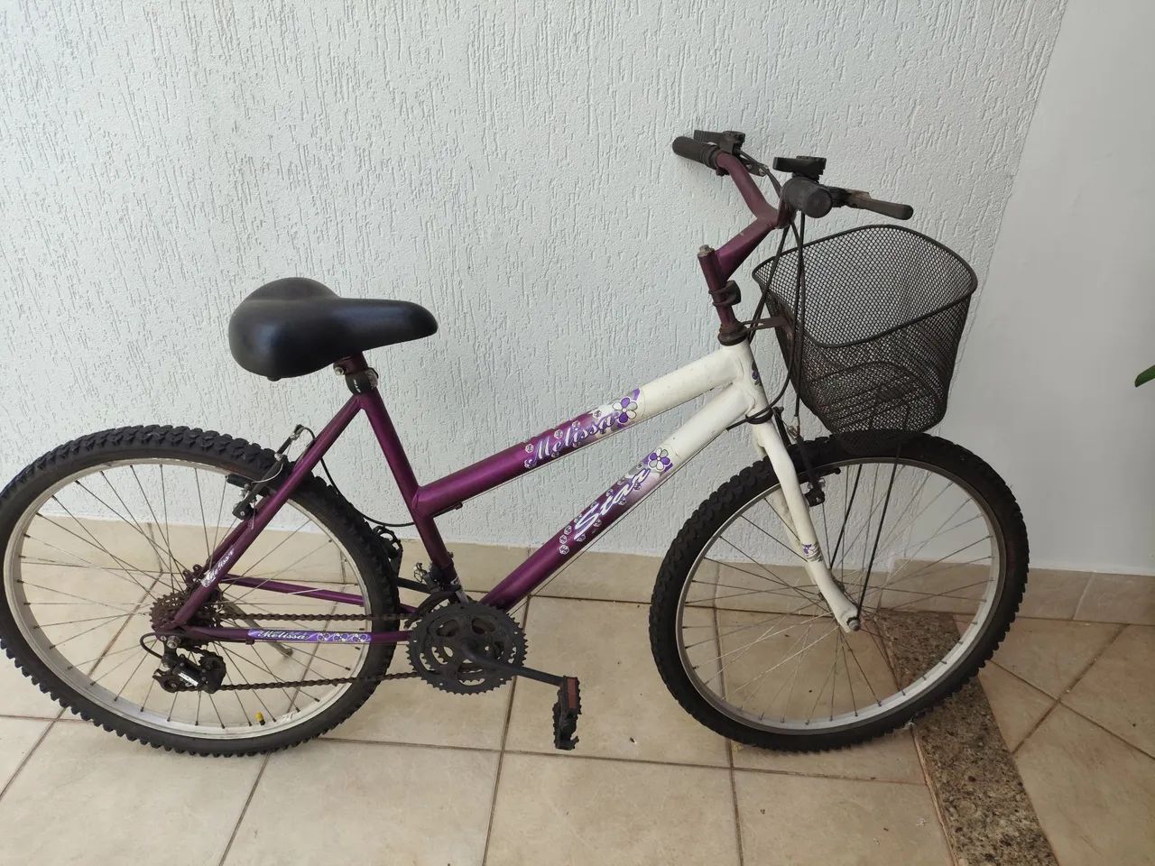 Bicicleta feminina com cesto