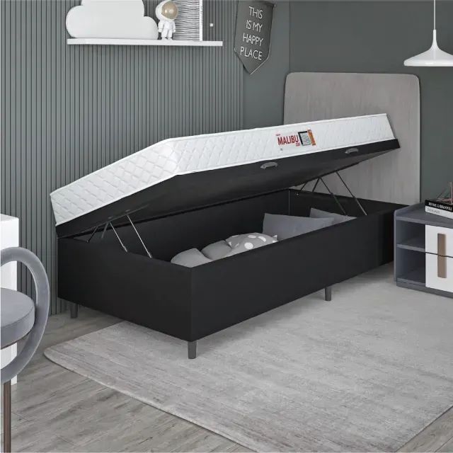 Cama Box Baú Preta + Colchão D20 Solteiro - Foto 2
