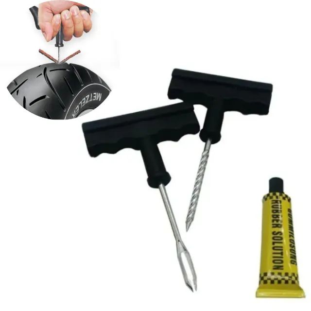 Kit Socorro para Remendo de Pneu Carro Sem Câmara Com Case _ AU32 - Foto 4