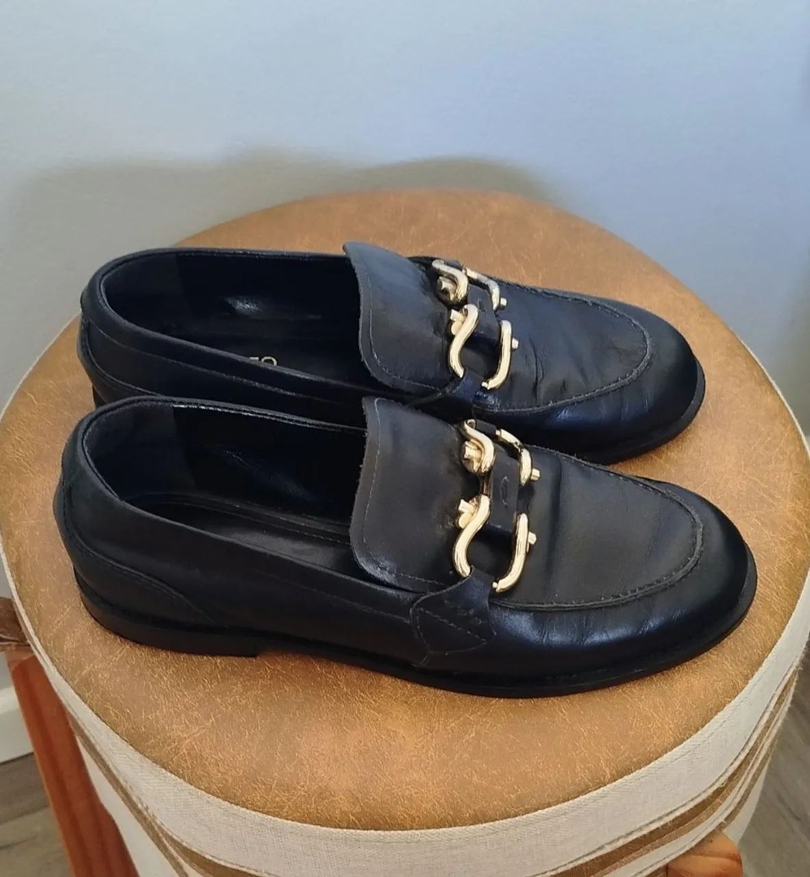Mocassim Arezzo preto couro legítimo - n.35 - Foto 2