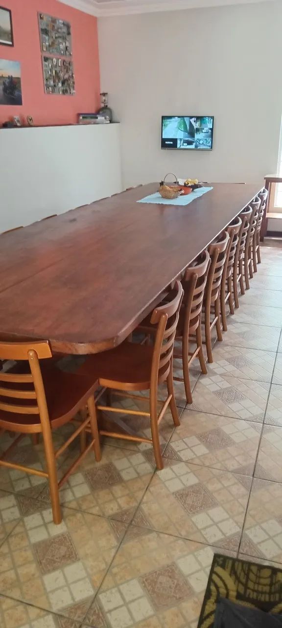 Mesa madeira maciça 20 lugares 4m X 1,4m