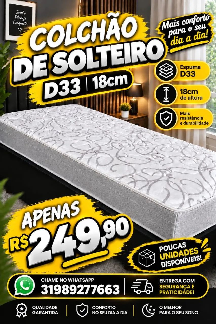 Colchão d33 solteiro promoção