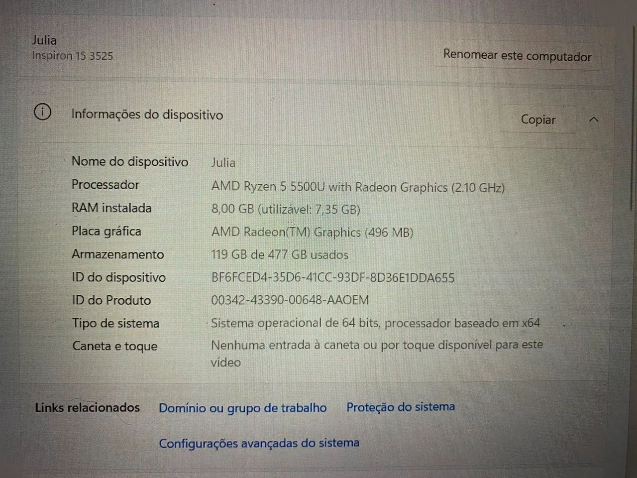 Notebook Dell Inspiron 15 - 8GB RAM/SSD500GB (PLACA DE VÍDEO INTEGRADA) - Foto 2
