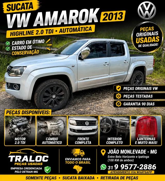 Sucata Vw Amarok 2013 Highline Aut. 4x4 - Retirada de Peças 