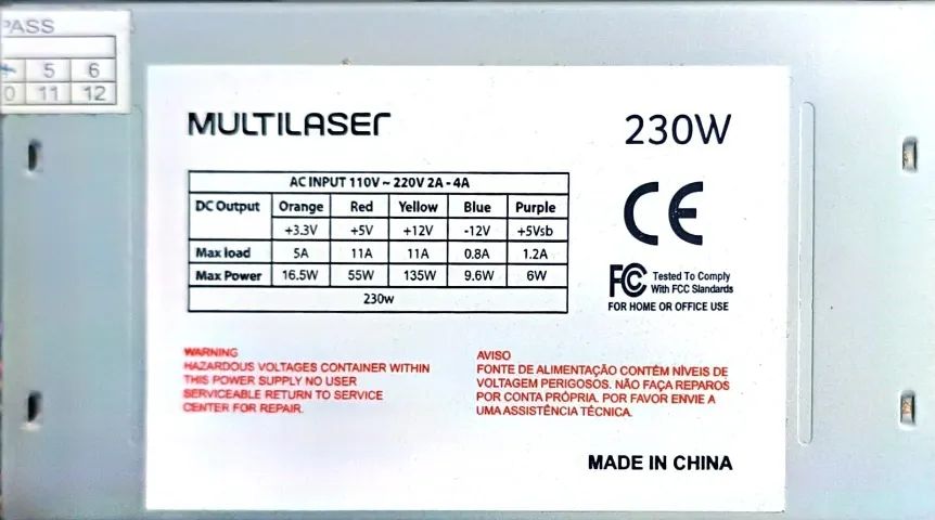 Fonte de Alimentação Multilaser 230W ATX - Bivolt - Usada - Foto 2