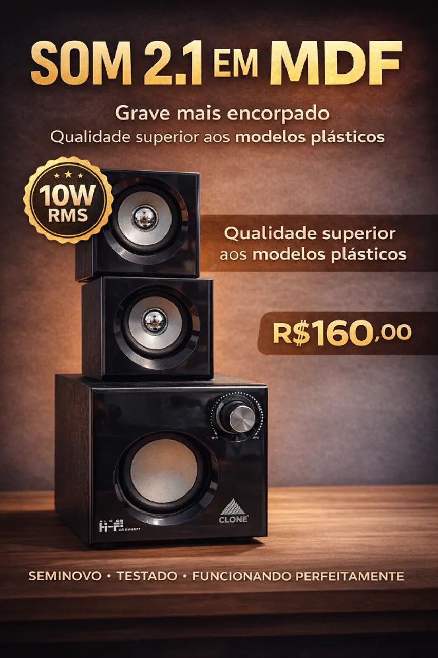 Caixa de Som Sistema de Som 2.1 Marca: Clone