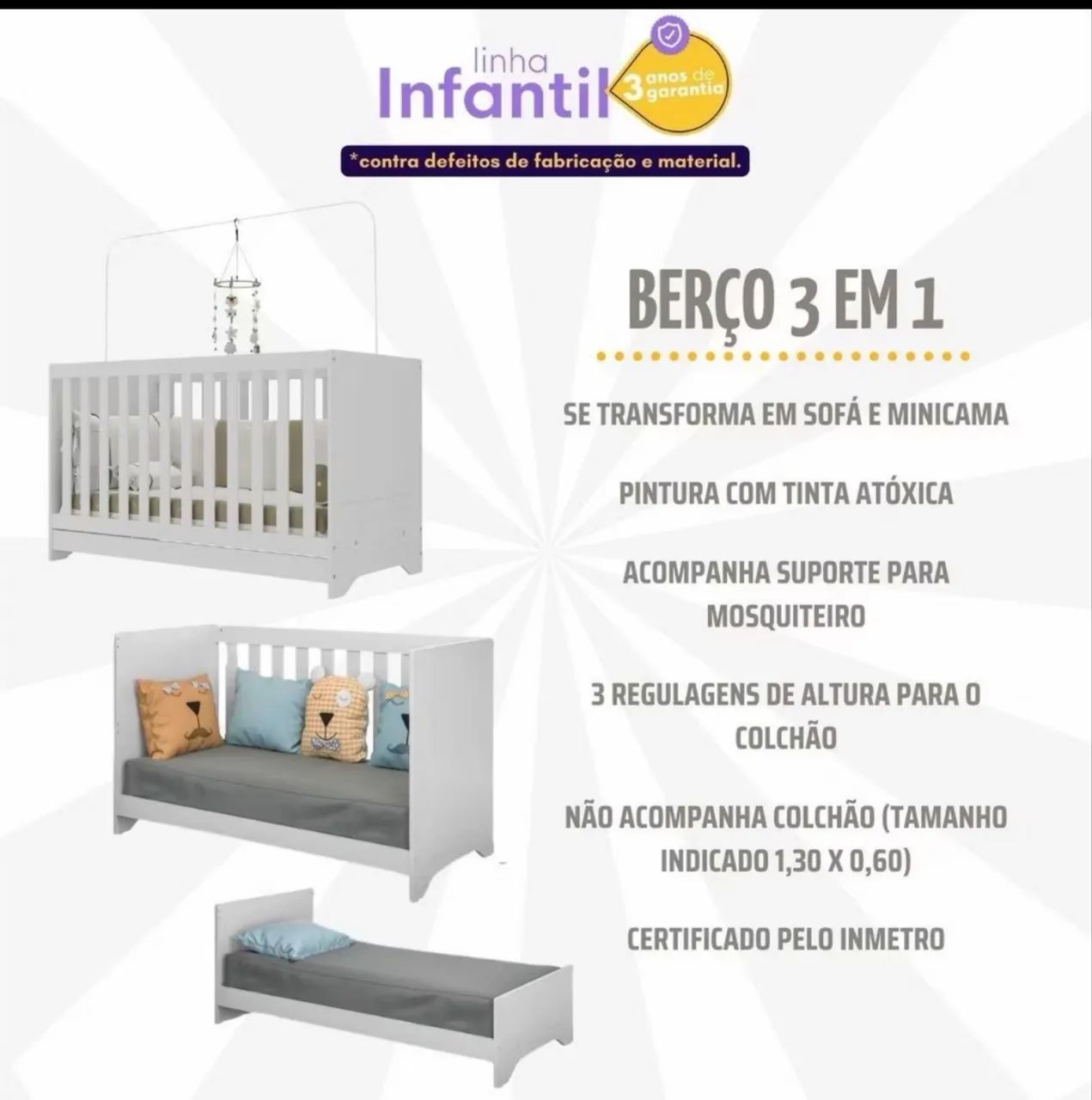 Berço 3 em 1 - Foto 3