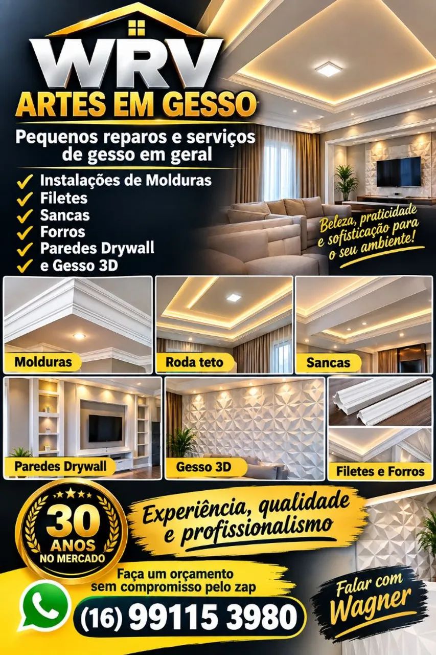 Gesso - pequenos reparos e serviços de gesso em geral 