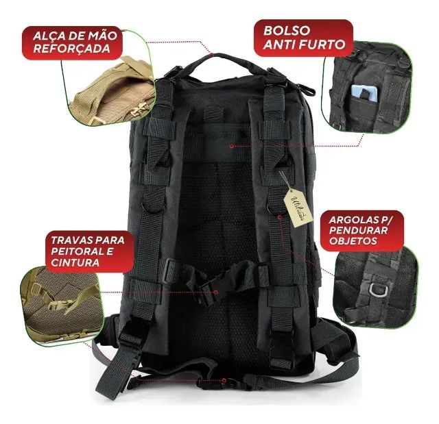 Mochila Tatica Militar Reforçada Viagem 30l - Foto 5