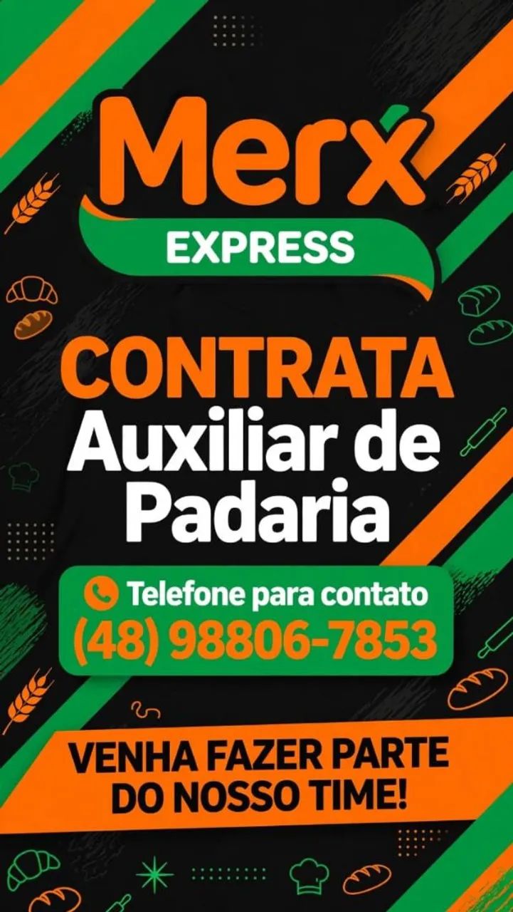 Contratação Auxiliar de padaria 