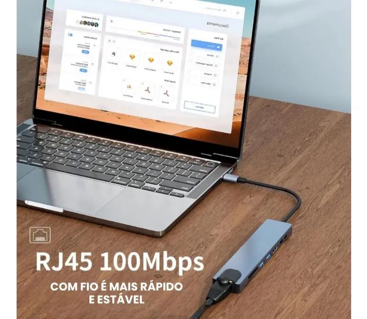 Adaptador tipo C Hub USB 3.0 8 em 1  - Foto 5