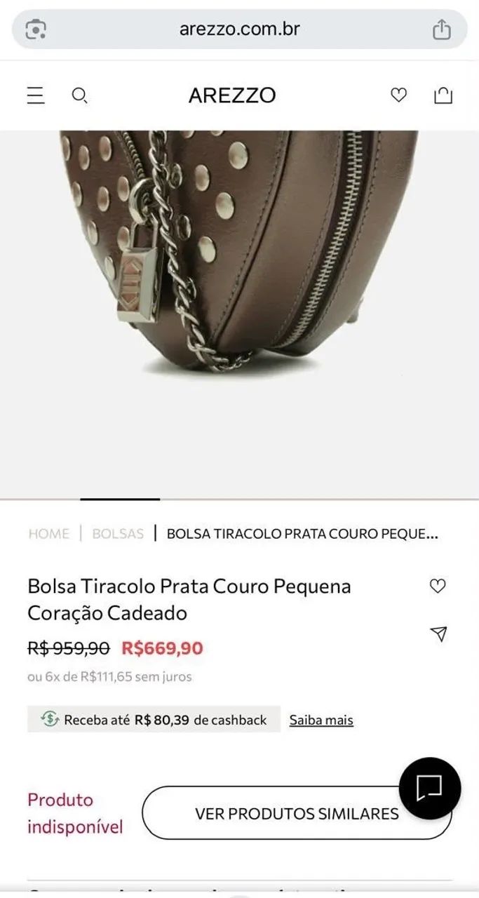 Bolsa Arezzo coração 100% couro - Foto 2