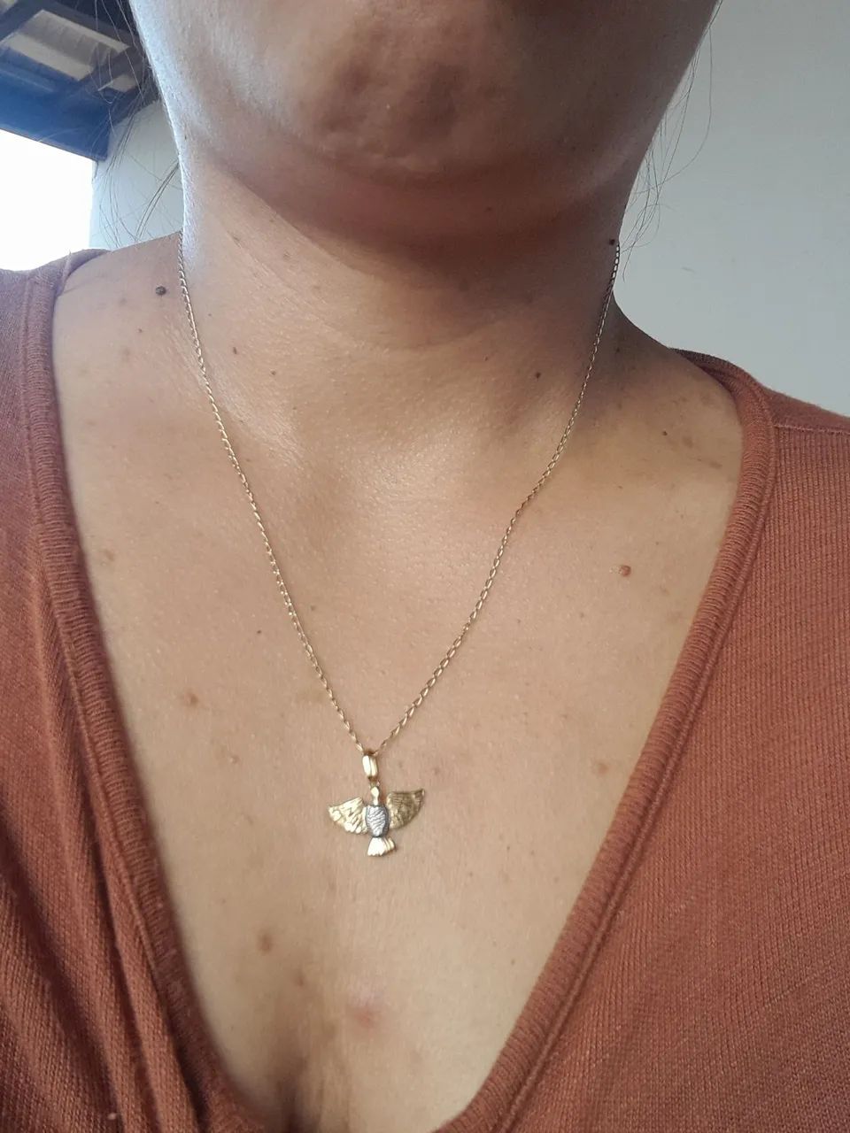Corrente de Ouro com Pingente Espírito Santo / Pomba da Paz ? Excelente Estado - Foto 4