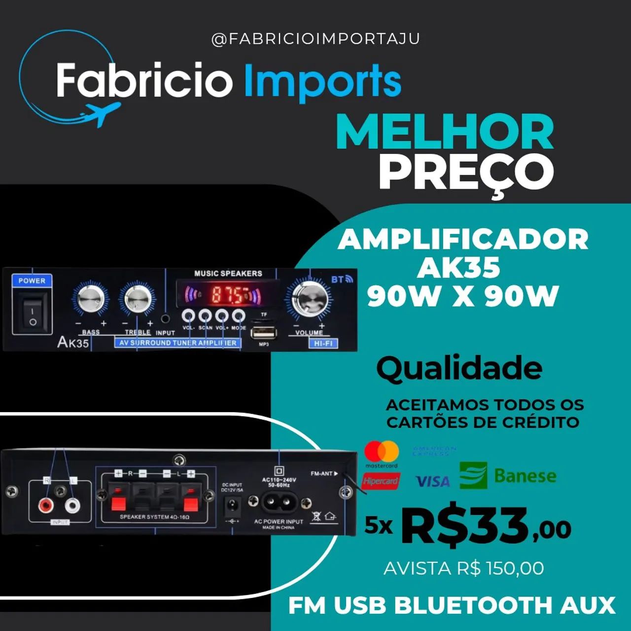 AMPLIFICADOR AK35 2X 90W