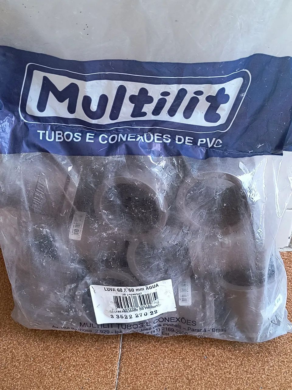  Pacote de luva 60x 60 mm água (soldável) 10 peças.