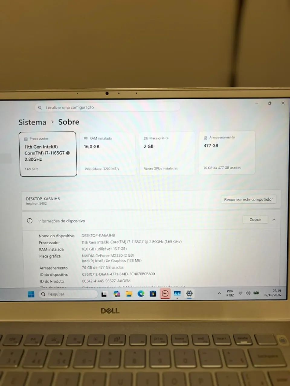 Notebook Dell Inspiron I7-11 geraçao - Foto 2