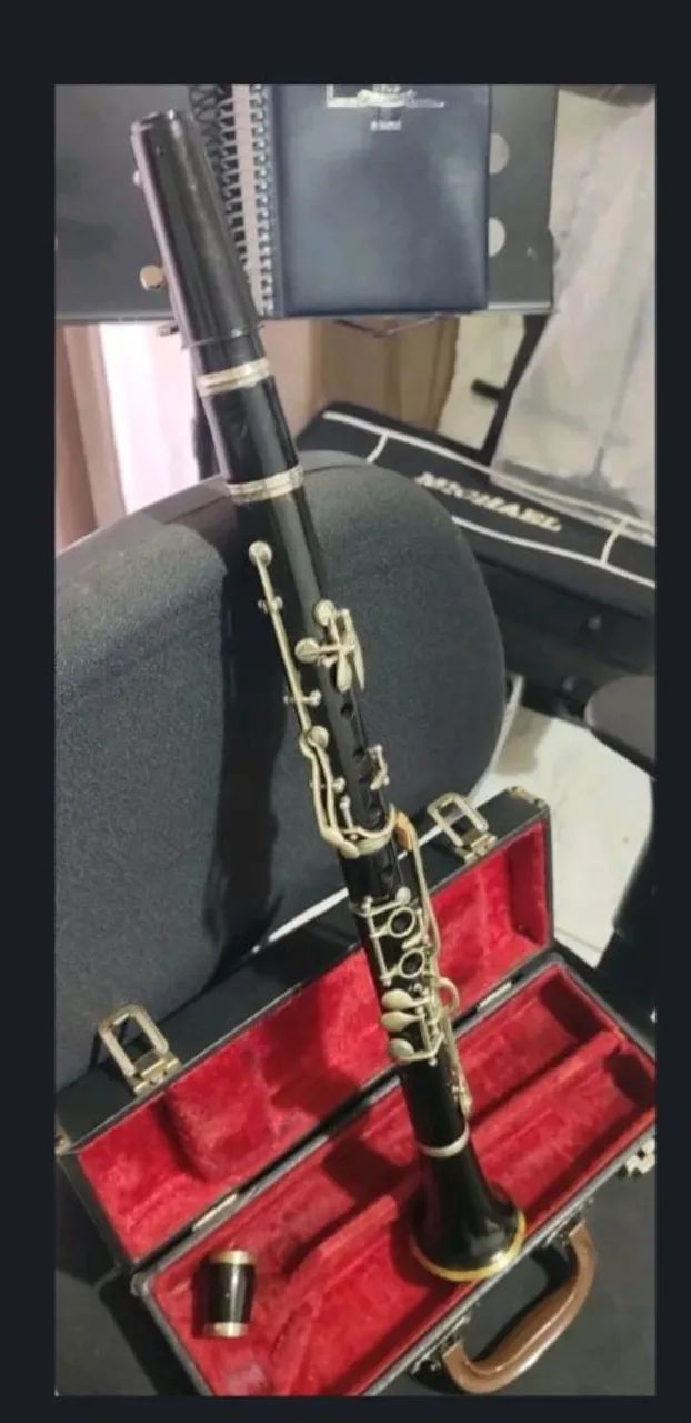 Clarinete em dó de madeira 13 chaves, relíquia 