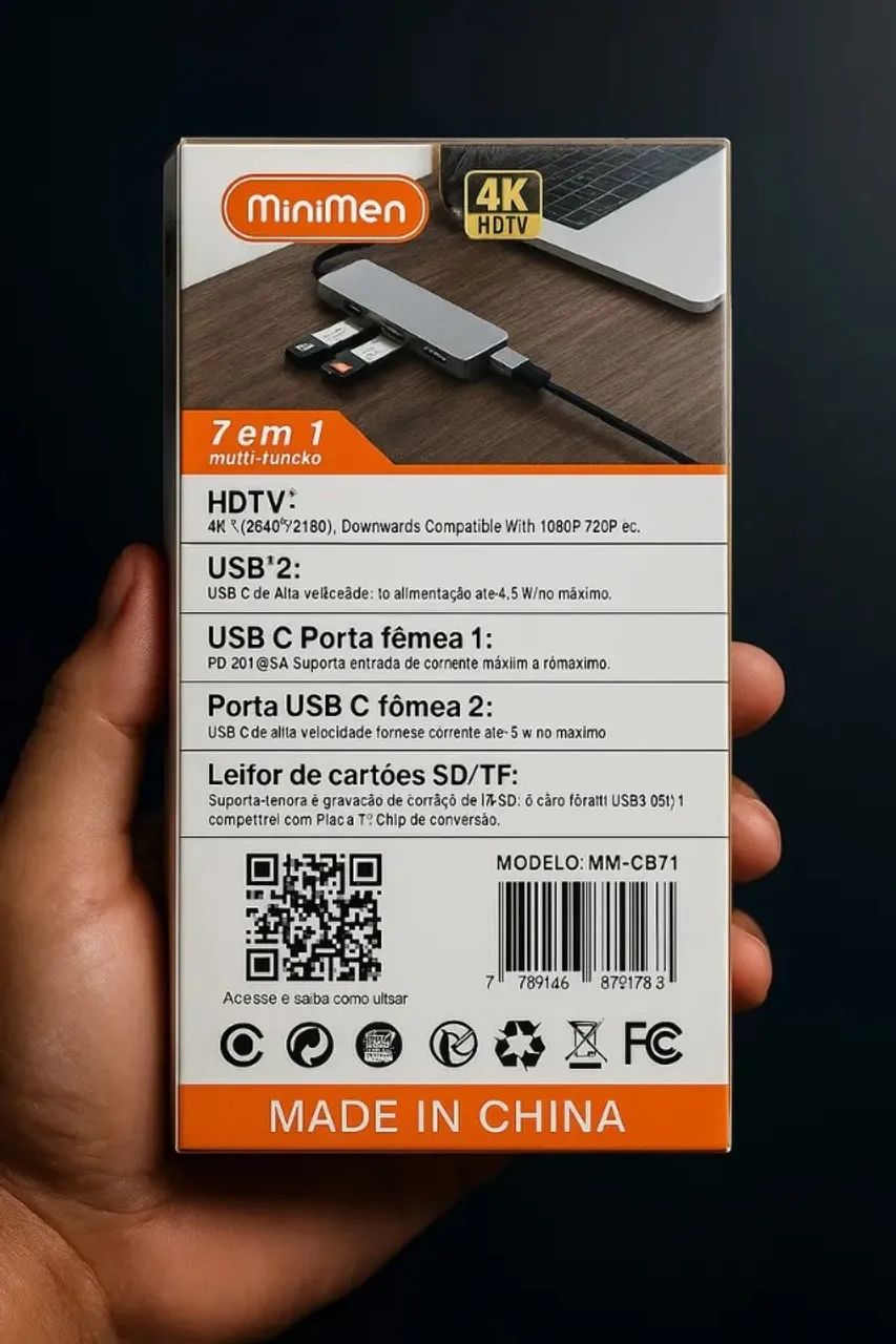 CABO ADAPTADOR HUB USB TIPO C 7 EM 1 COM HDMI - MM-CB71 - Foto 2