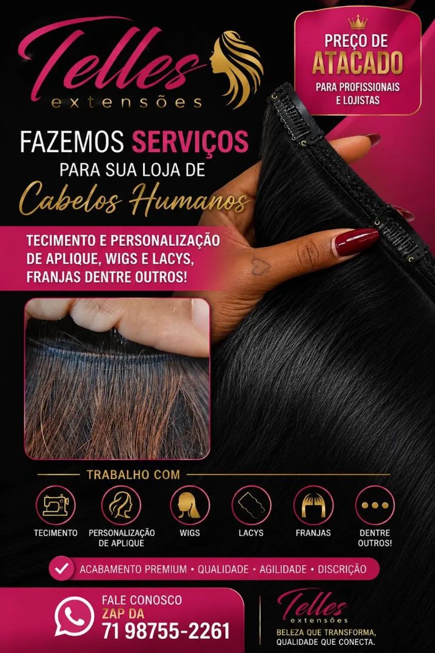 Cabelos humanos e telas 