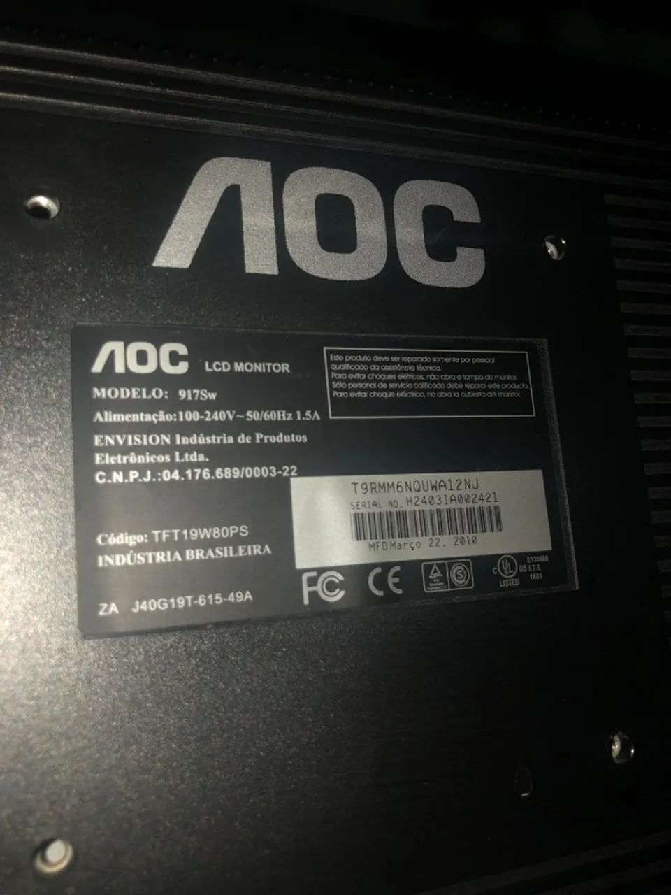 Lote 3 Monitores Samsung e AOC - Ligam, com Defeito - Foto 4
