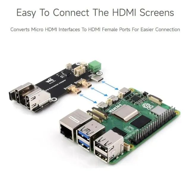  Adaptador WaveShare Raspberry Pi 5/4B Micro HDMI para HDMI 4K - Foto 2