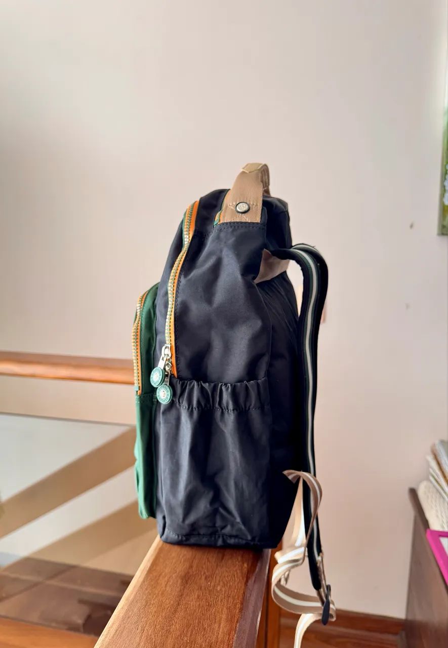 mochila Kipling Seoul Verde e preto - Foto 4