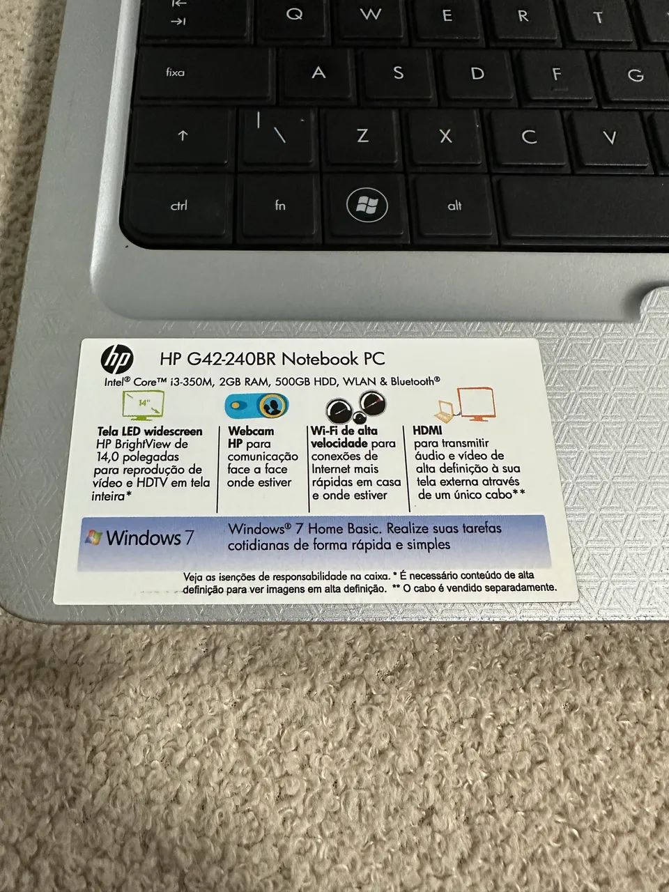 Notebook HP G42-240BR i3 350M - Foto 2