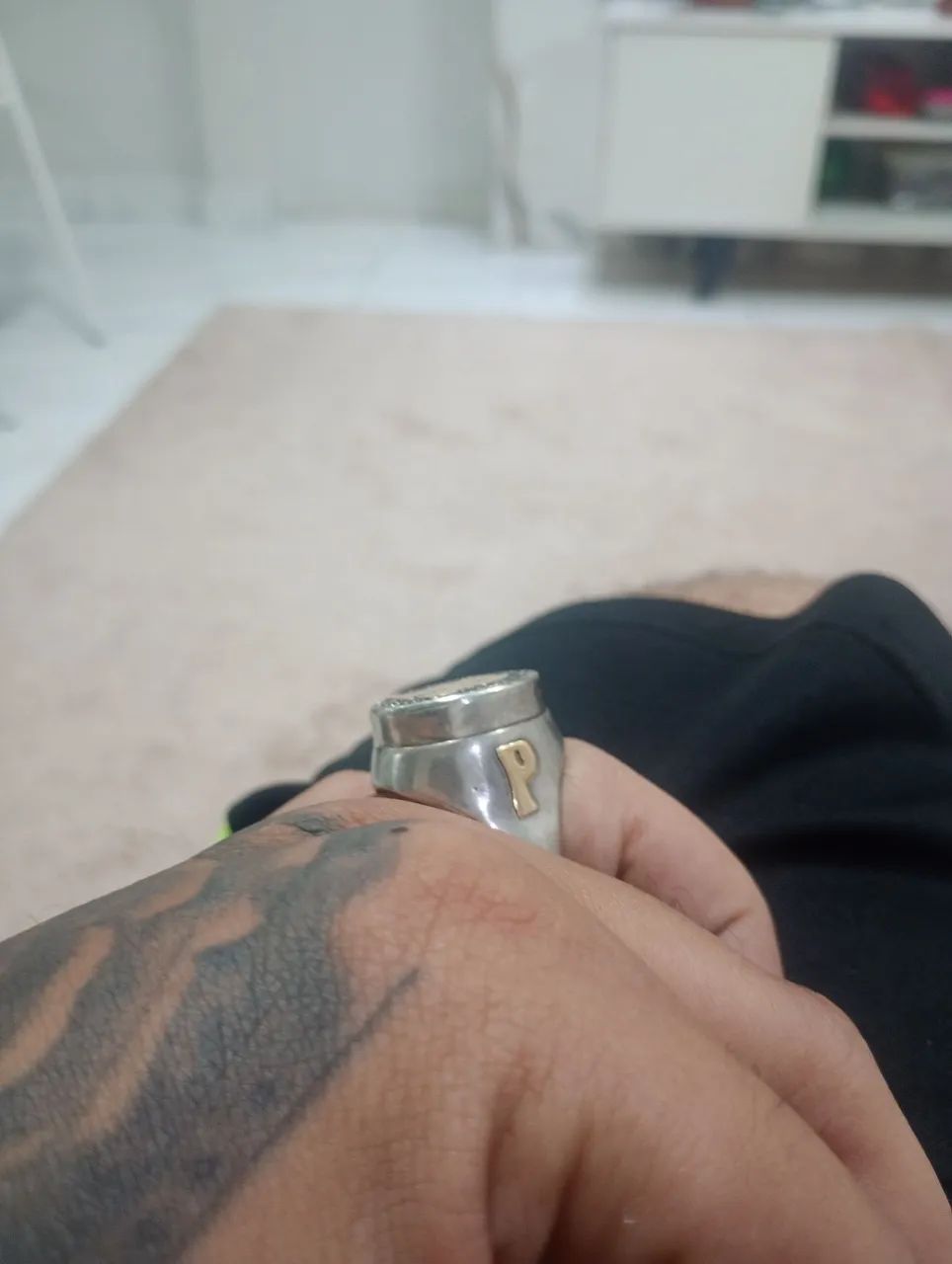Lindo Anel dedeira em prata e ouro  - Foto 3