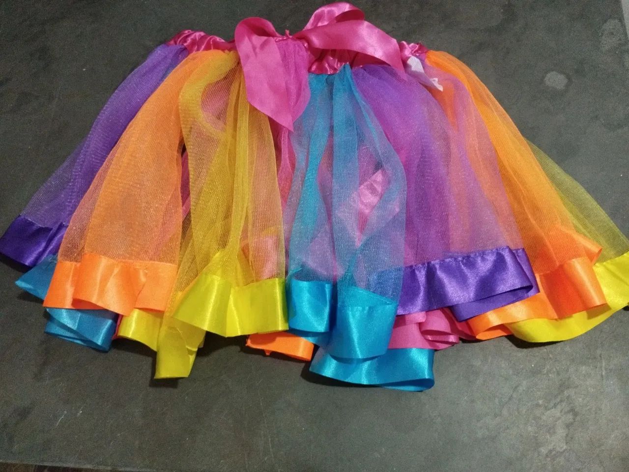 Saia de tule carnaval colorida