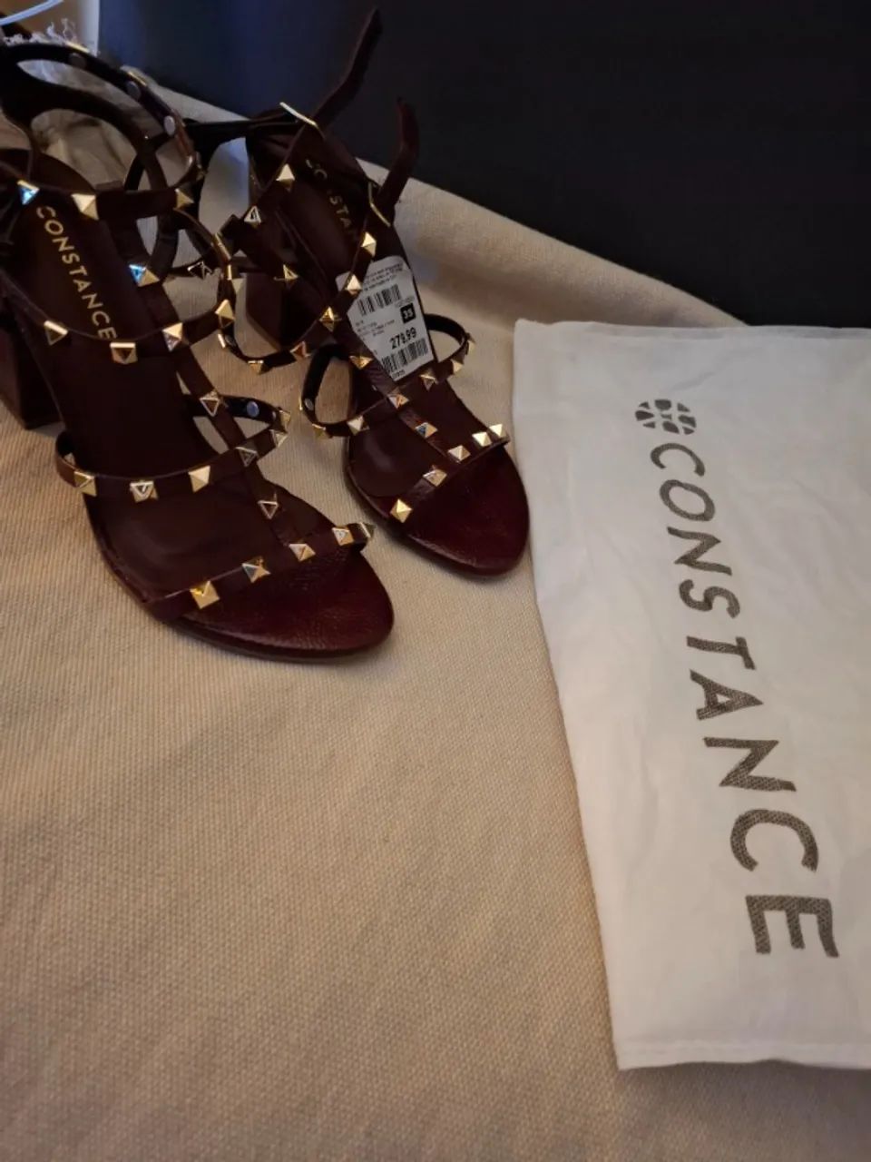 Sandália Marsala Spikes Dourado Constance Nova  - Foto 4