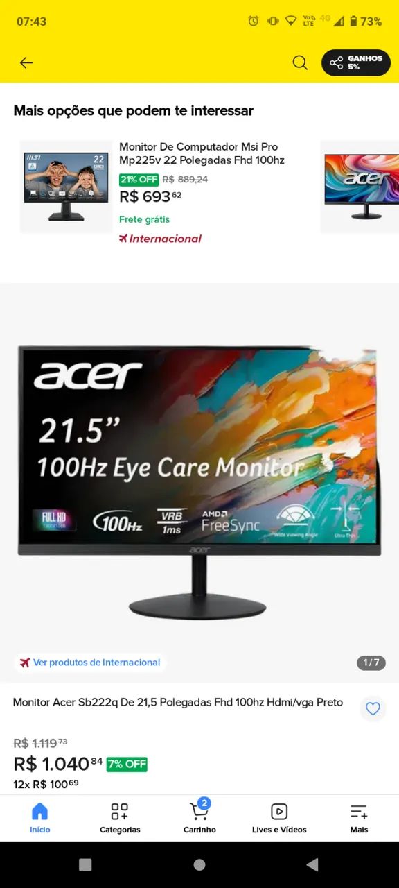 2 Monitores Acer 