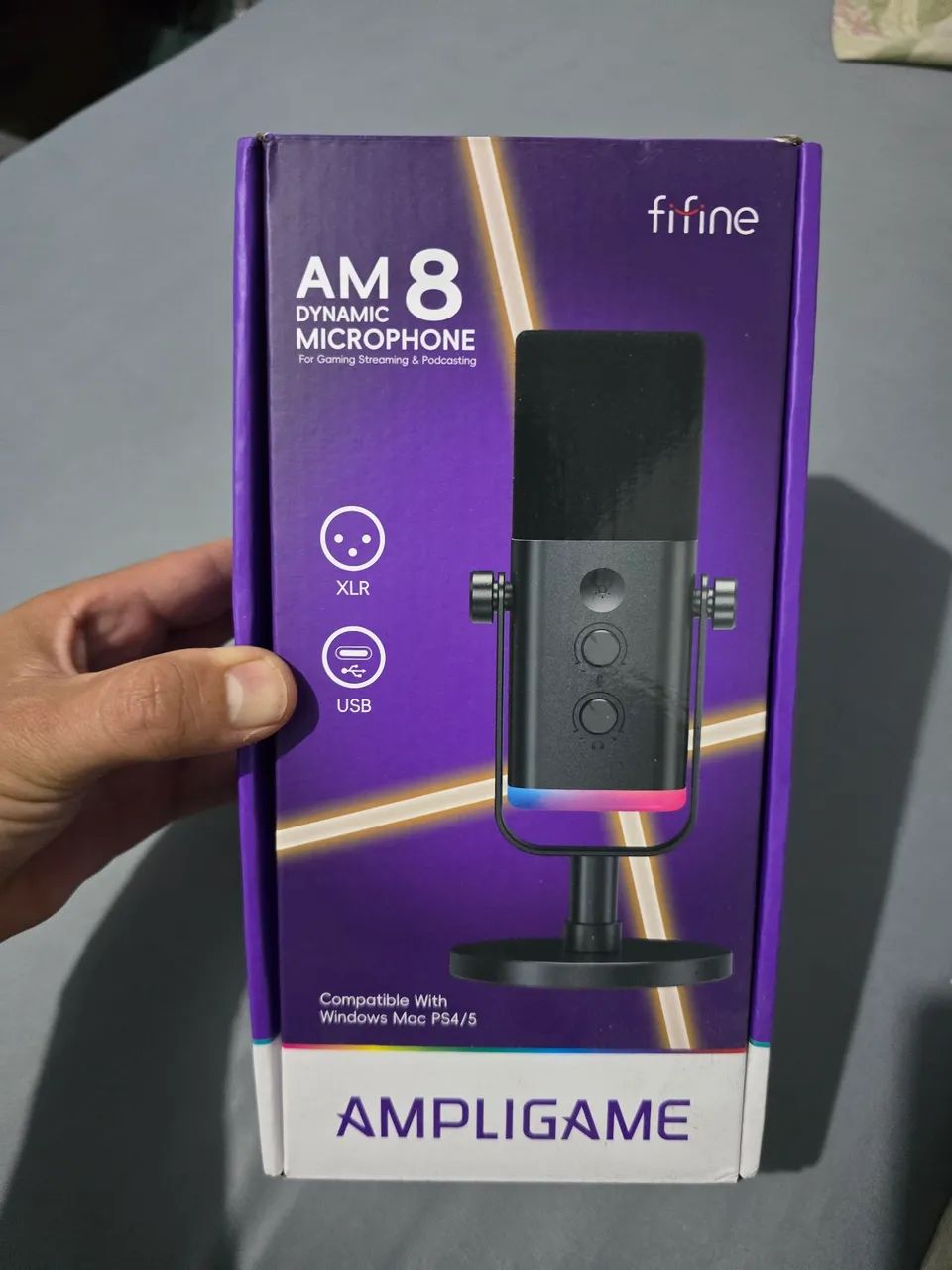 Microfone Fifine AM8 branco NOVO com RGB (Luzes) - Foto 2