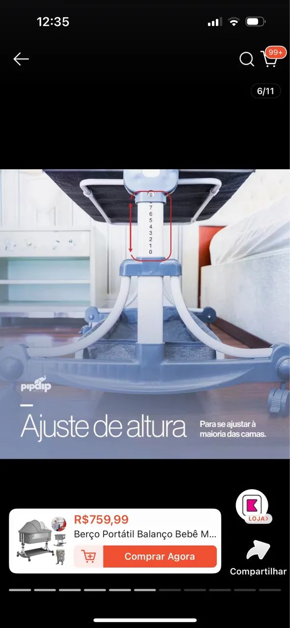 Berço portátil com balanco - Foto 4