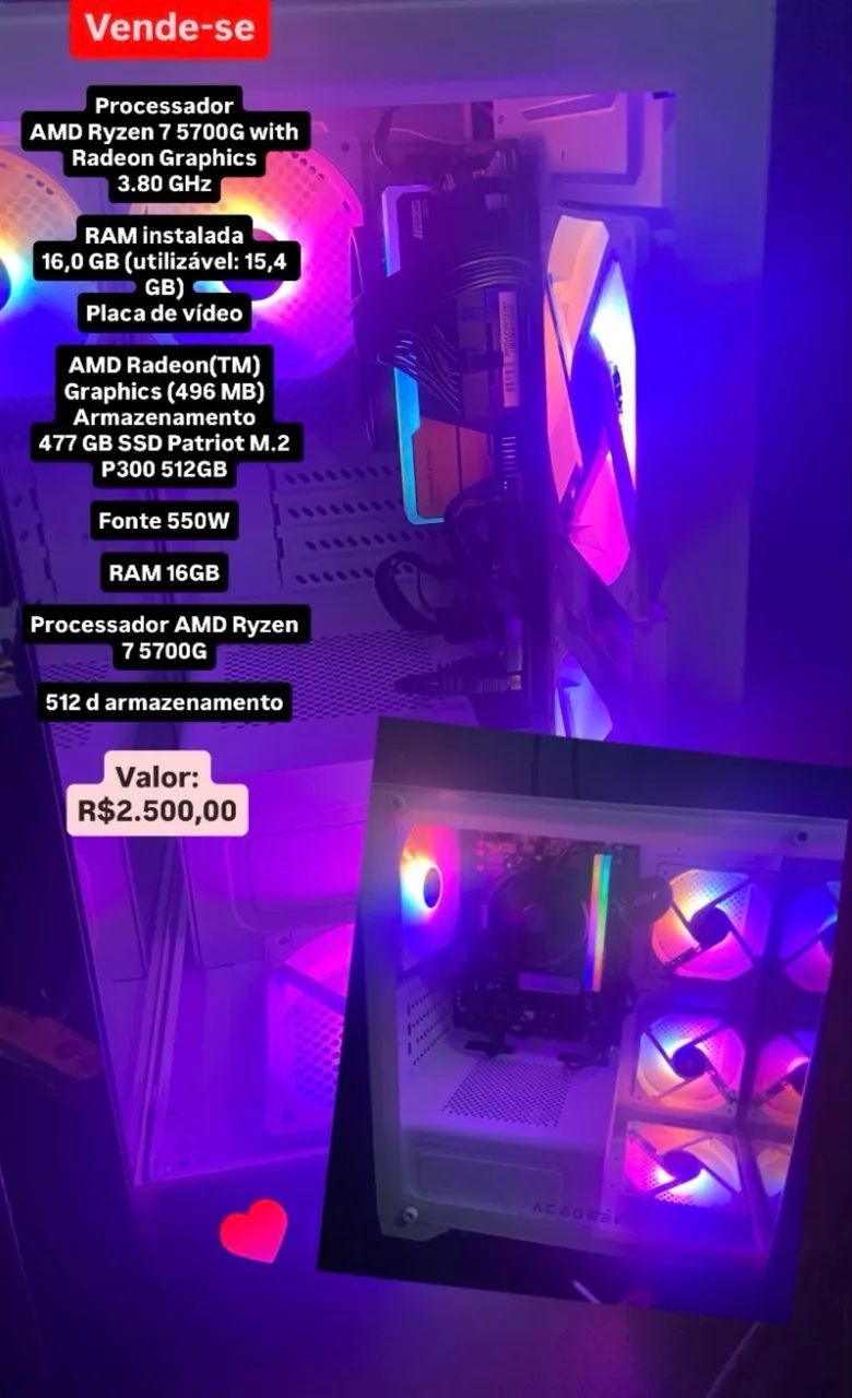 Pc para trabalho e jogos 
