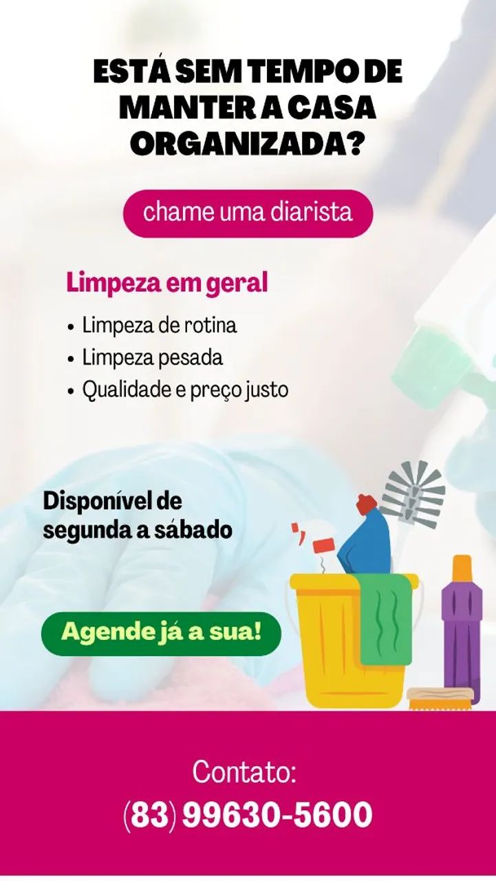 Diarista - Limpeza leve ou pesada