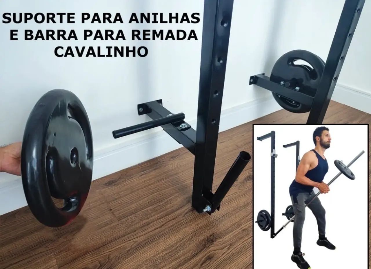 Rack De Parede Regulável P/ Agachamento, Supino E Bíceps - Foto 3