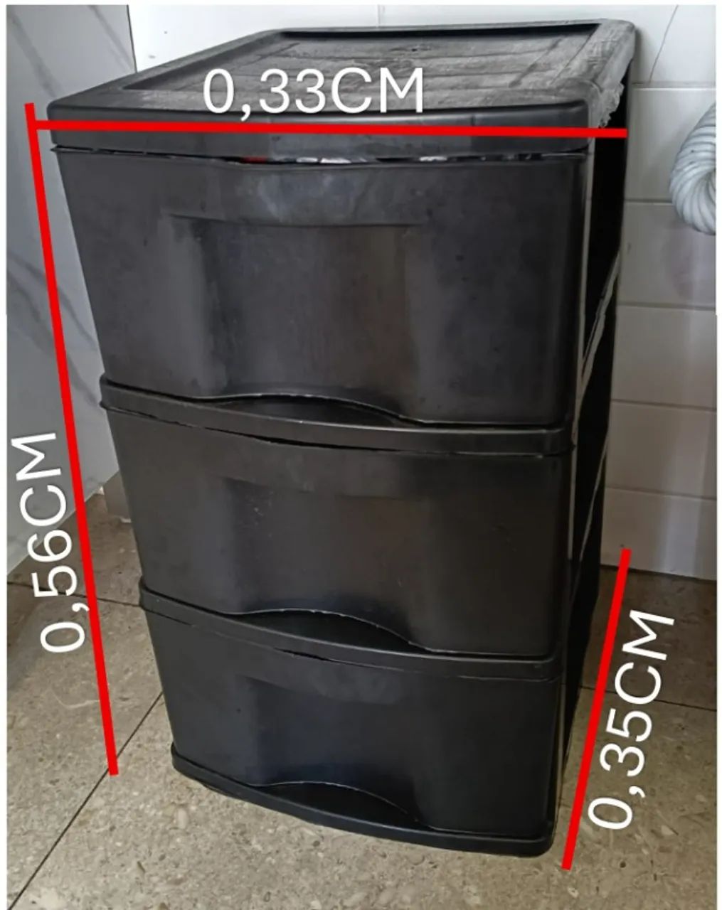 GAVETEIRO DE PLASTICO COM 3 GAVETAS - Foto 2