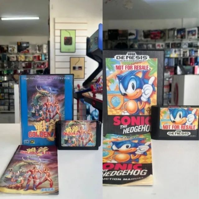 JOGO SONIC THE HEDGEHOG NA CAIXA + JOGO GOLDEN AXE (JPN) NA CAIXA