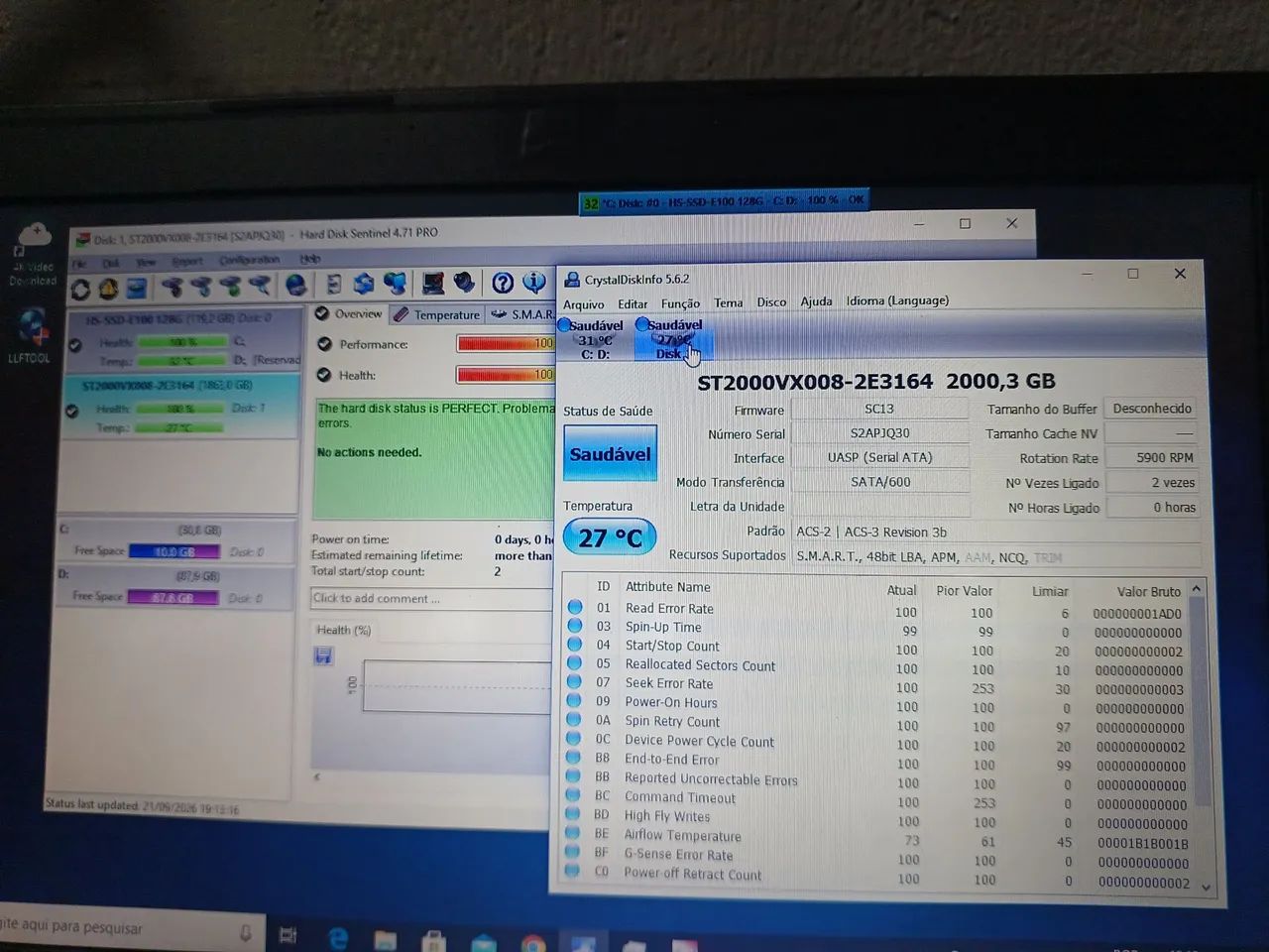 2 hds 2tb seagate skyhawk cftv dvr, NOVO! - Foto 3
