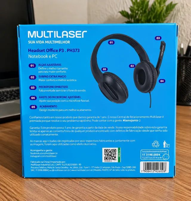 Fone Headset Multilaser Office P3 PH373 com Microfone - PC e Notebook - Foto 2