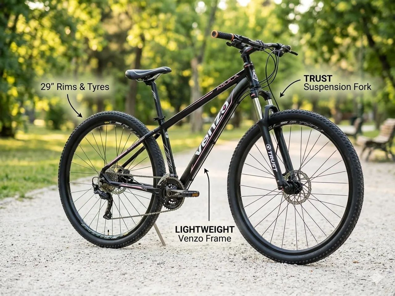 MOUNTAIN BIKE VENZO AQUILA ARO 29 - PRONTA PARA TRILHA E CIDADE