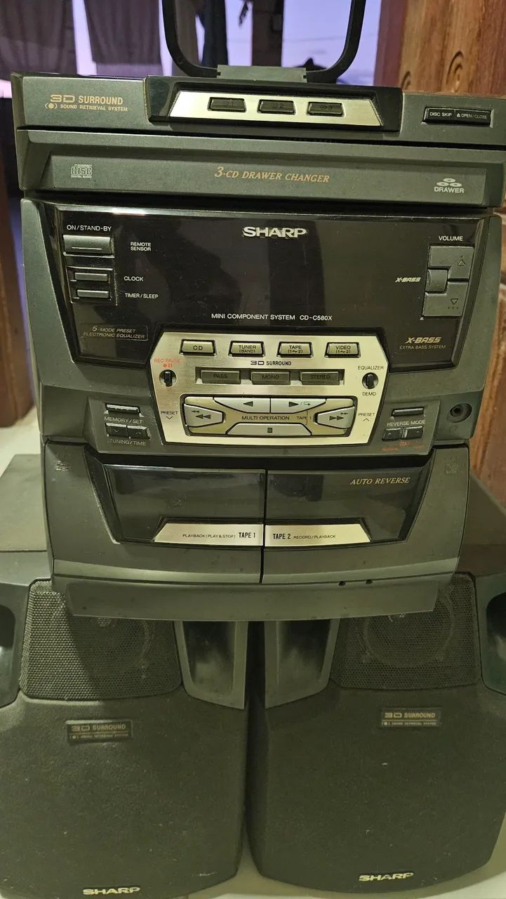 Mini System Sharp 3 CDs + Duplo Deck - Vintage - Foto 3
