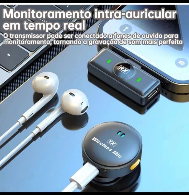 Microfone Mini De Lapela Para iPhone Profissional Magnético Redução de Ruído P/ Podcast  - Foto 5