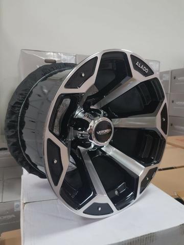 Rodas aro 15 15x10 Alado Offset ET -44 Troller S10 Toyota Hilux Triton Pajero Mitsubishi - Foto 3