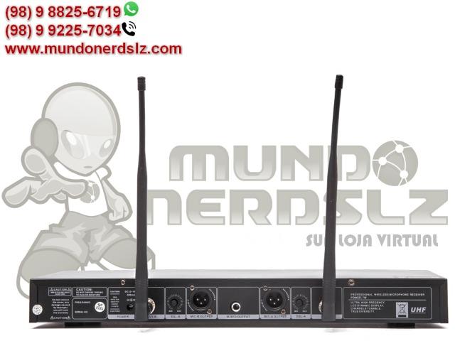 Kit Dois Microfone sem Fio UHF com Base Receptora Knup KP-U913 em São Luís MA - Foto 4