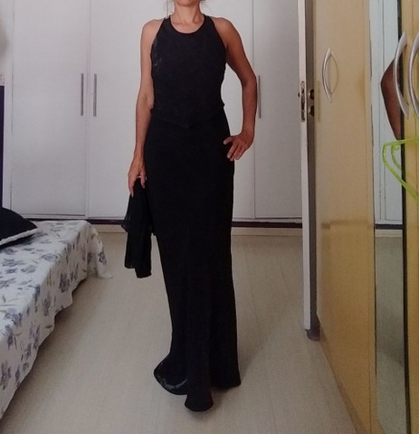Vestido de festa preto, com echarpe - Foto 2