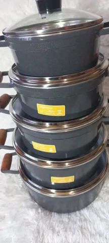 Panelas de alumínio kit com 5 do 16 ao 24 várias cores