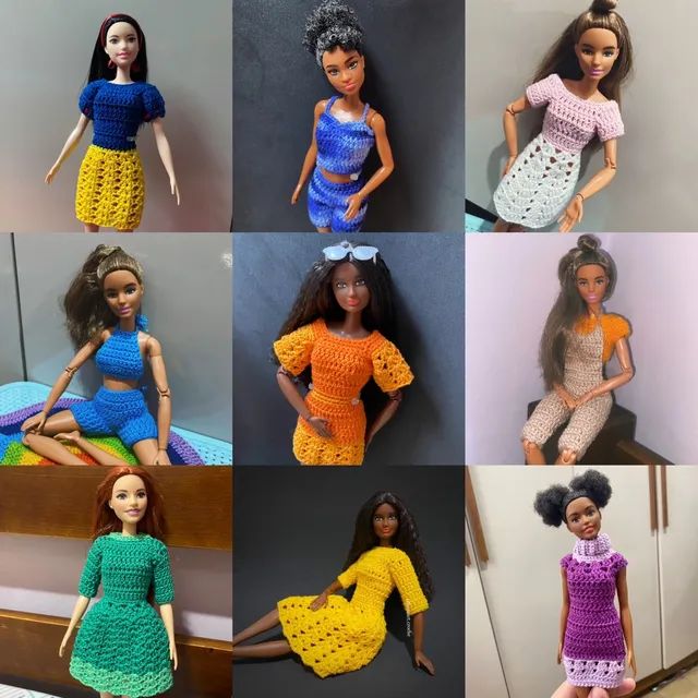 Barbie roupas e acessórios em crochê