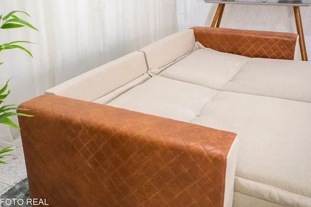 Sofá Retrátil Reclinável e Sofá Cama 2.20m Corino Linho Molas Bonnel rf65 - Foto 3